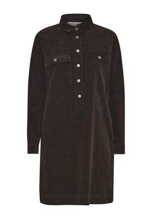 PULZ, PZSALLY LS PLACKET DRESS - Skjortekjole - espresso