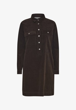 PULZ, PZSALLY LS PLACKET DRESS - Skjortekjole - espresso