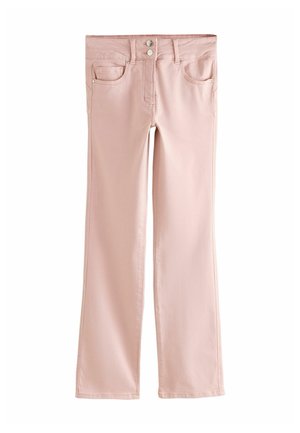 Heleroosad sirged püksid esikülje ja münditaskutega, ees lukk ja topelt nupukinnitus.