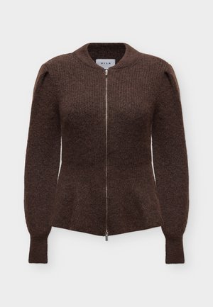 VILA, VIGRACIE L/S PEPLUM ZIP KNIT CARDI/PB/RN - Ζακέτα - coffee bean