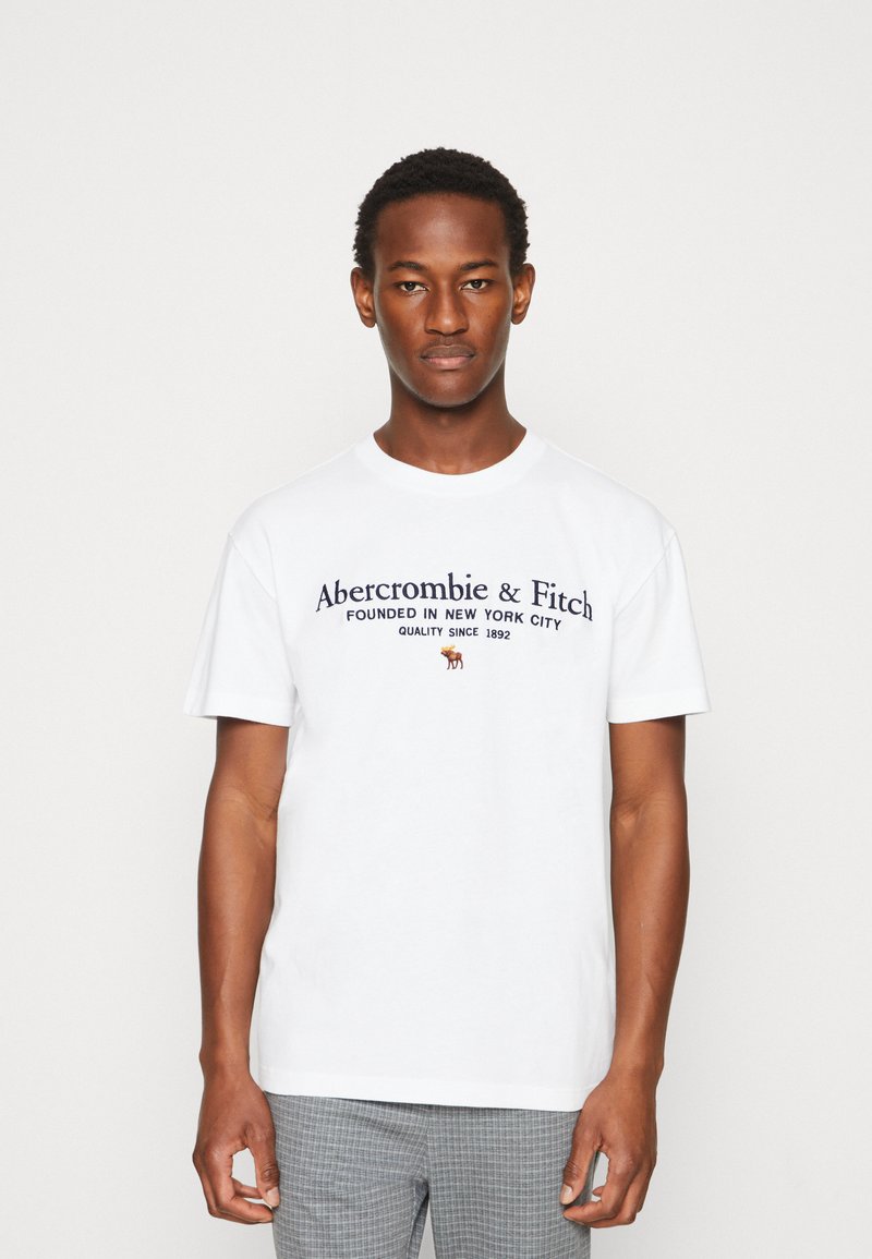 Abercrombie & Fitch HERITAGE LOGO UPDATE Print Tshirt bright white