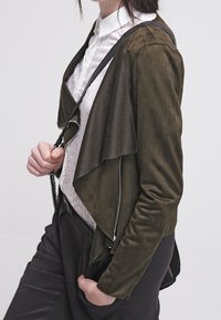 Noisy May Bunda z umělé kůže - khaki