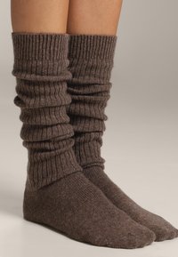 OYSHO 21% CASHMERE 14% WOOL LONG - Knæstrømper - mottled dark brown