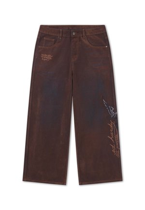 Ed Hardy, WOMENS SIGNATURE EAGLE VELVET FLOCKED XXTRA JEANS - Pantalon classique - brown