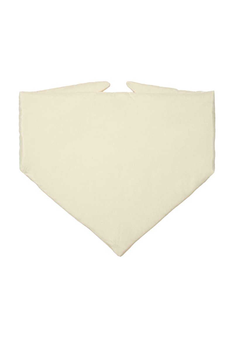 Baumwoll trekantet tørklæde i cremet beige, med en glat tekstur og rundede spidser, designet til alsidig styling og nem brug.