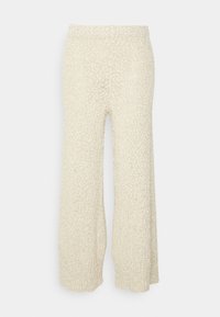 Gestrickte, weit geschnittene Hose in Off-White, mit strukturiertem Stoff und einem elastischen Bund für mehr Komfort.