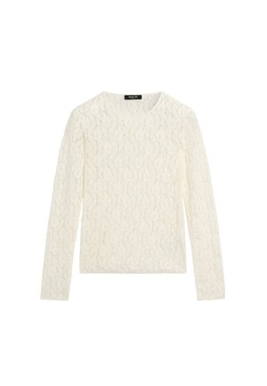 Massimo Dutti, LONG SLEEVE LACE DETAIL T-SHIRT - Bluse - beige
