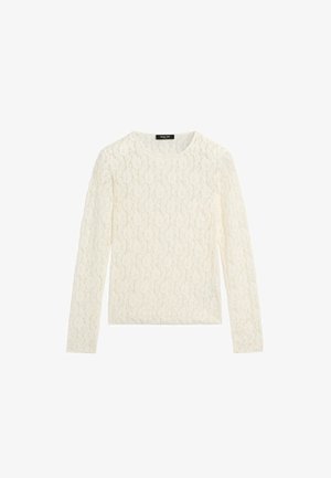Massimo Dutti, LONG SLEEVE LACE DETAIL T-SHIRT - Bluse - beige