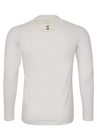 Langarm sportshirt in het wit, met een aansluitende pasvorm, een soepele textuur en subtiele branding op de bovenrug met drie zwarte chevrons.