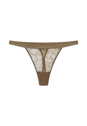 Massimo Dutti, ELASTICATED FLORAL LACE THONG - Tanga - light brown