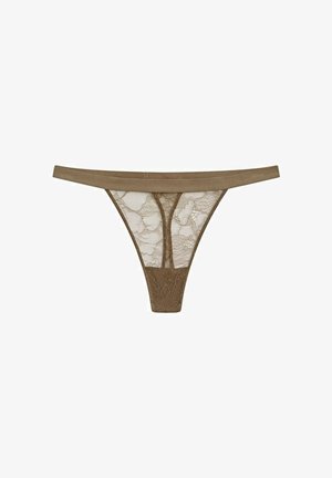 Massimo Dutti, ELASTICATED FLORAL LACE THONG - Tanga - light brown