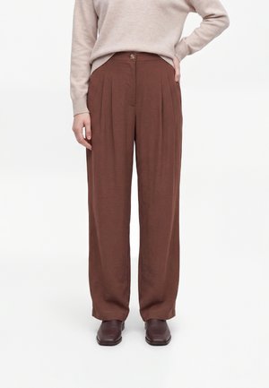 New Look, DARK  WIDE LEG PLEATED TROUSERS - Pantalones - dark brown