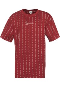 SMALL SIGNATURE ZICZAC PINSTRIPE - T-shirt imprimé - darkred offwhite