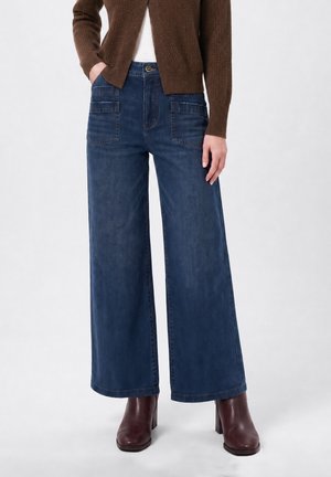 Anna Field by Zalando HIGH RISE CROP STRETCH - Wide leg - blue denim