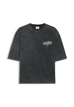 Bershka, BOXY FIT WASHED - T-SHIRT - T-shirt imprimé - black
