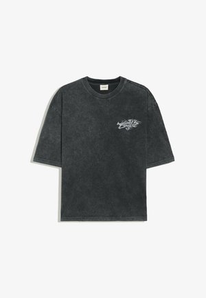 Bershka, BOXY FIT WASHED - T-SHIRT - T-shirt imprimé - black