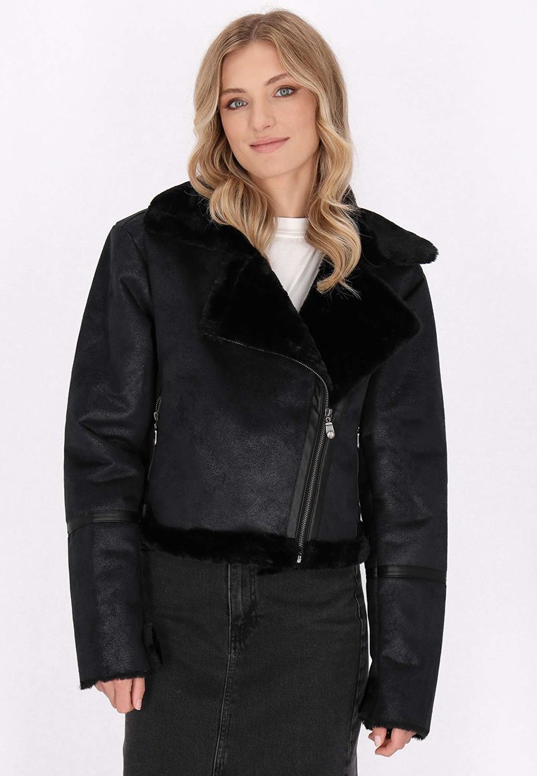 dreimaster Imitatieleren jas zwart