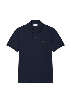 Navyblauwe polo met kraag van katoen. Heeft een klassieke kraag, een placket met twee knopen, korte mouwen en een geborduurd logo op de borst.