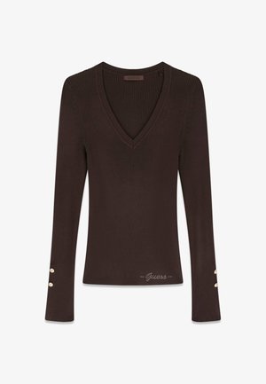 Guess, LS VN ELLIE SWTR - Striktrøje - dunkelbraun