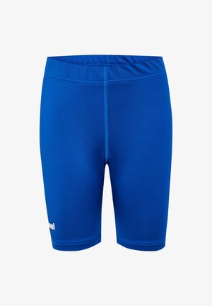 Blå cykelshorts lavet af elastisk stof, med en sømløs linning og flatlock-sømme for komfort. Enkel design med logodetalje.