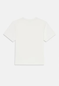 Plain white short-sleeve T-shirt laid flat with a crew neckline, shown from the back on a plain white background.