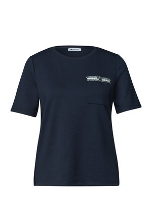 Street One, T-SHIRT MIT DEKORATIVER BRUSTTASCHE - T-shirt imprimé - darkest blue