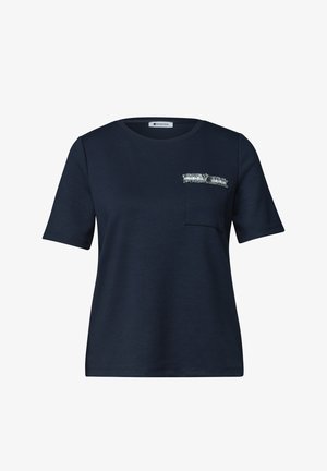 Street One, T-SHIRT MIT DEKORATIVER BRUSTTASCHE - T-shirt imprimé - darkest blue