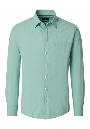 Herre langærmet skjorte med knapper i lys teal med en enkelt brystlomme og klassisk krave.