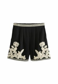REGULAR FIT  - EMBROIDERED - Shorts - black white