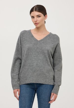 Terranova CON SCOLLO A V - Maglione - grigio scuro melange