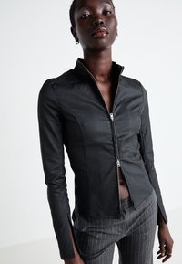Weekday KATE COATED ZIP SHIRT - Bluza - black