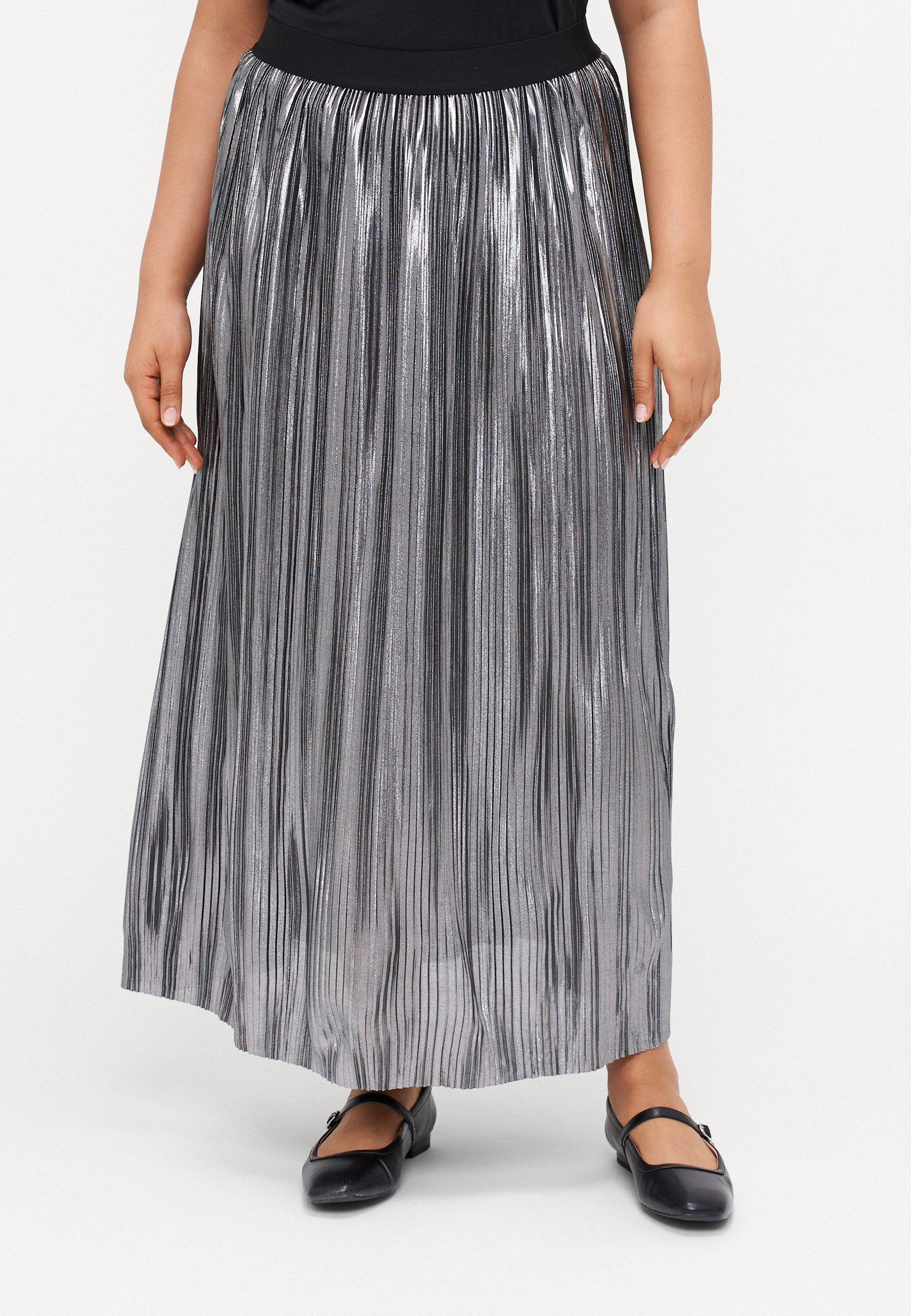 Jupe Plissée Marks & Spencer Femme - Argentée Géométrique - Taille 16 - Midi - Parfait état