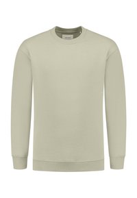 Lichtgroene sweatshirt met lange mouwen, ronde hals, ribgebreide manchetten en tailleband. Gemaakt van een zachte, gestructureerde stof. Geen zichtbare patronen.
