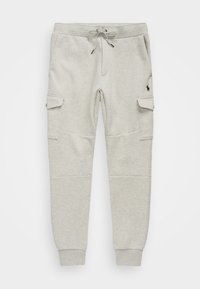 Ljust grå joggers i mjukt, stretchy material, med två cargo-fickor, resårmidja och ribbade cuffs.