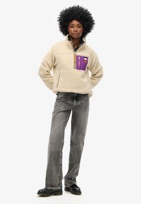Superdry & Co VINTAGE RETRO HALF ZIP - Fleecová mikina - oatmeal beige