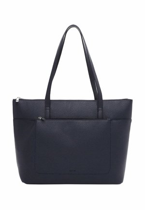 Černá texturovaná kožená taška přes rameno s dvojitými ramenními popruhy, přední kapsou na zip a horním zipovým uzávěrem.