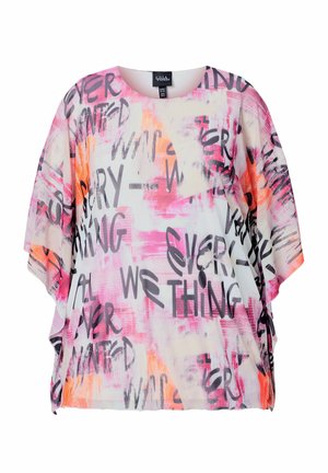 Ulla Popken, PRINTED LAYERED MESH BLOUSE - Camicetta - off-white