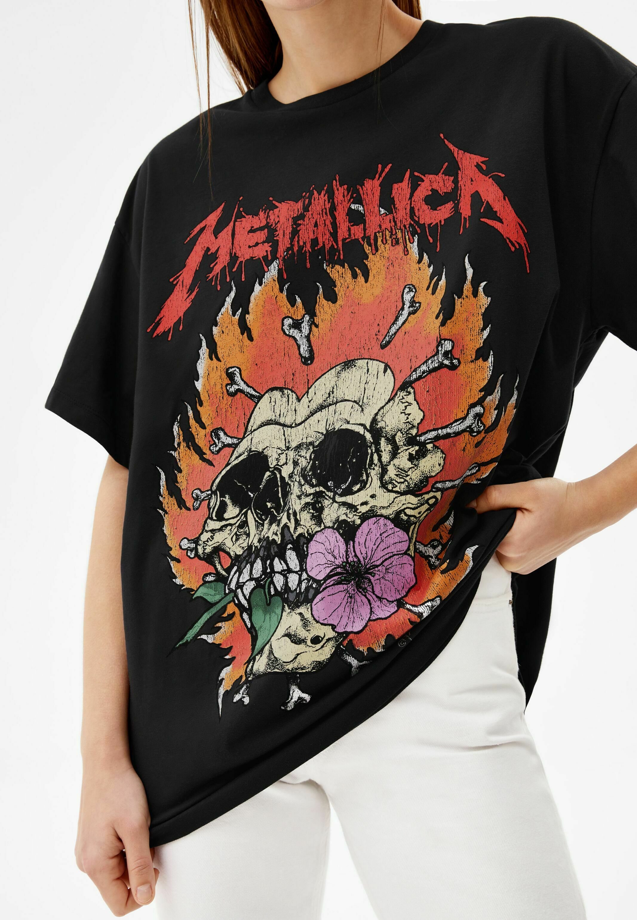 Bershka METALLICA PRINT - T-shirt con stampa - mottled black/nero-screziato  - Zalando