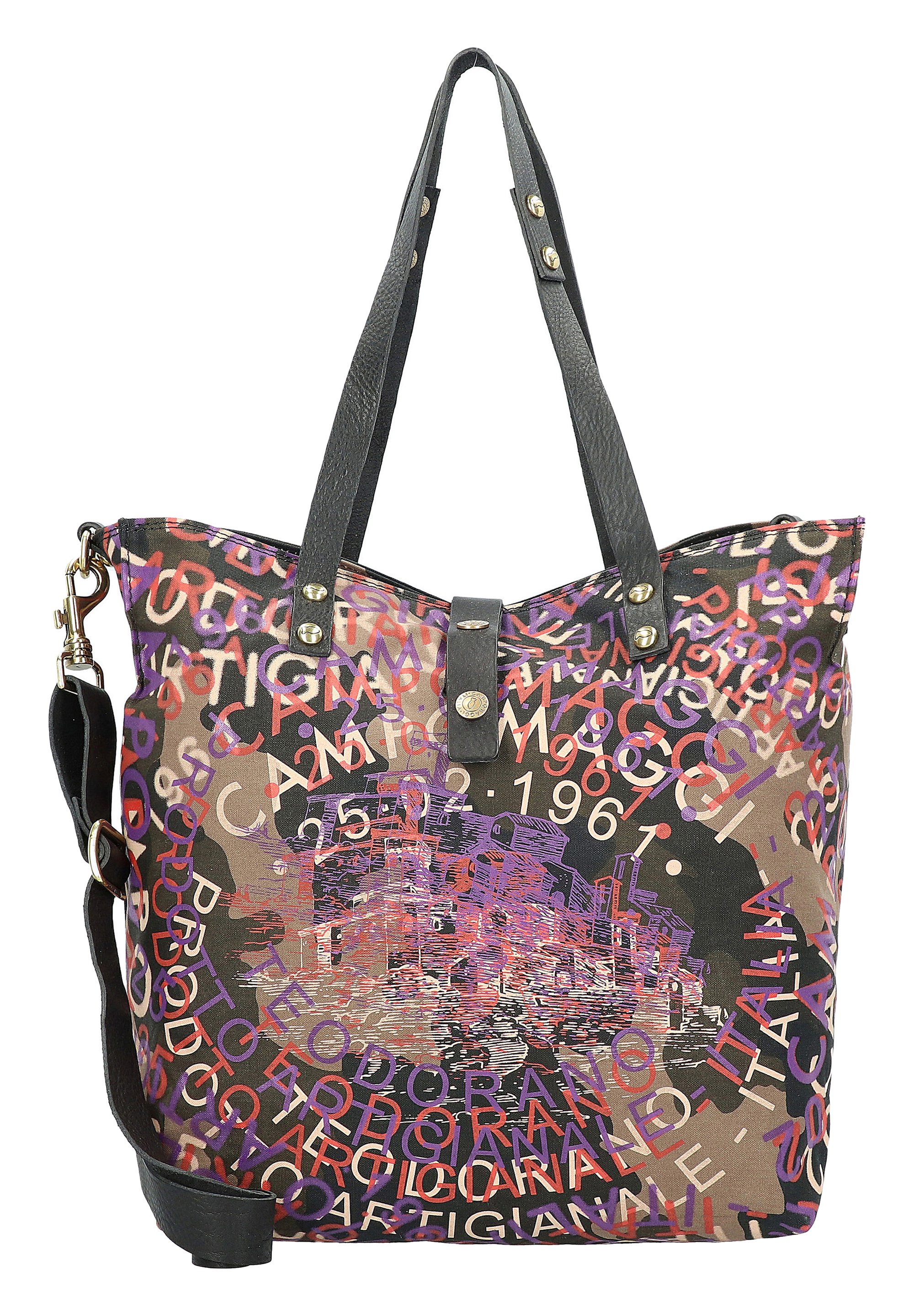 Sac Shopping CAMPOMAGGI En Cuir Noir 'Nero' - Vintage - Neuf Avec étiquettes - Taille L