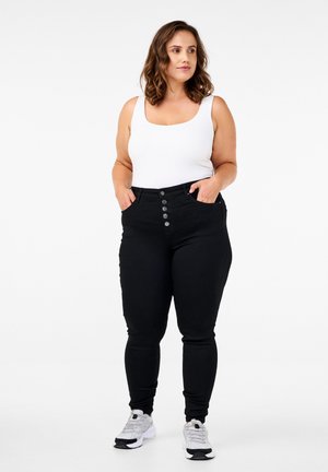 MIT HOHEM BUND UND KNOPFVERSCHLUSS - Jeans Skinny Fit - black