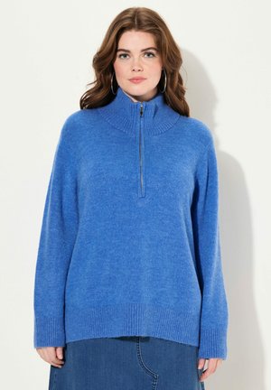 TROYER COLLAR LONG SLEEVE - Strickpullover - medium blue