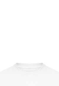 Weißes Baumwoll-T-Shirt mit rundem Rundhalsausschnitt. Hat eine glatte, weiche Textur und kurze Ärmel. Einfaches, minimalistisches Design ohne Muster.