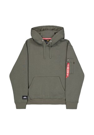 LABEL BACK PRINT - Felpa con cappuccio - dark olive