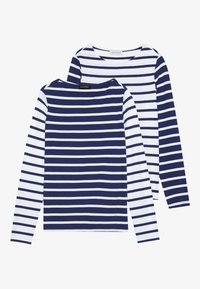 CONTRAST STRIPE PATTERN ON SLEEVE 2 PACK - Maglietta a manica lunga - dark blue/off white