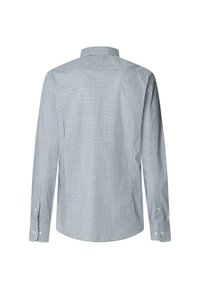 Camicia a maniche lunghe con motivo a quadri blu e bianchi, vestibilità sartoriale, collo all'inglese con bottoni e polsini con bottoni, realizzata in tessuto di cotone.