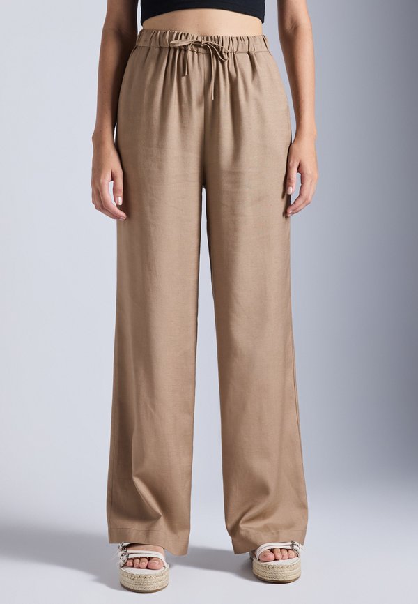 LINEN BLEND - Trousers - taupe