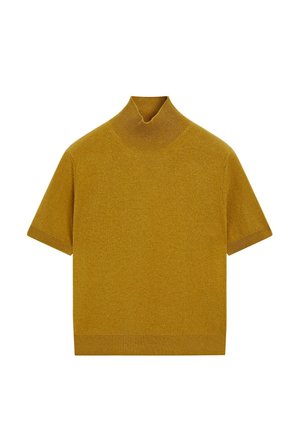 Massimo Dutti, Flowing midi dress with linen - T-shirt basic - mustard yellow