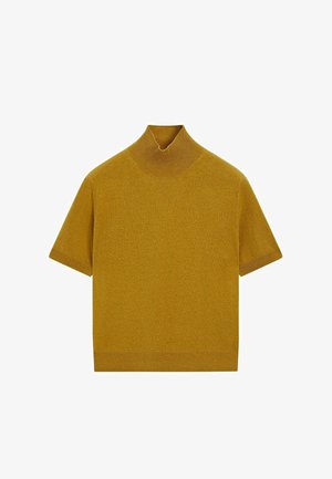 Massimo Dutti, Flowing midi dress with linen - T-shirt basic - mustard yellow