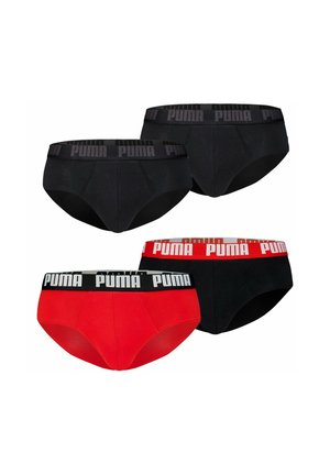 LOGO BÜNDCHEN 4ER PACK - Slip - schwarz schwarz rot