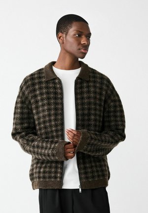 REGULAR FIT CHECK - Cardigan - khaki green